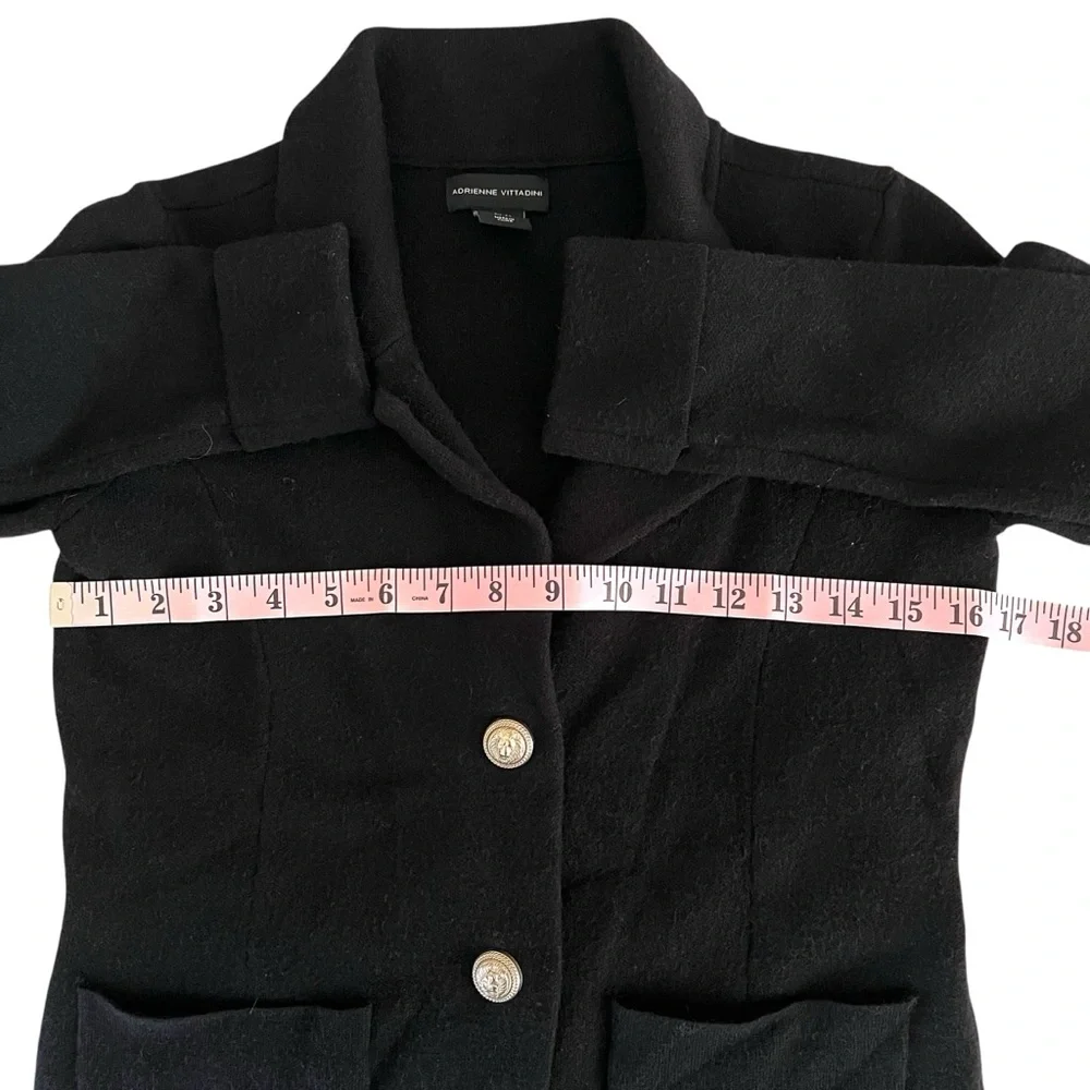 Adrianne Vittadini Black Jacket Viscose Blend Gold‎ Buttons Black